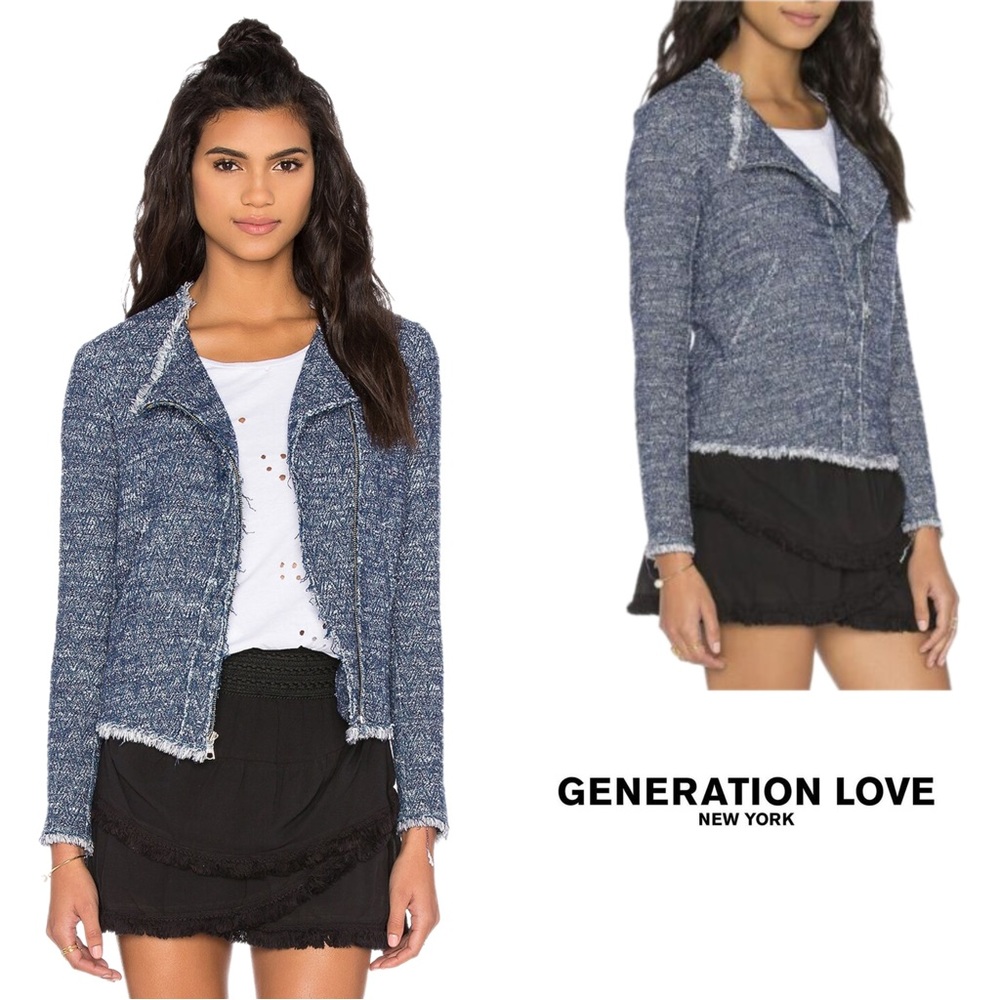 NEW Generation Love Tweed Hayley Zipper Moto Jacket